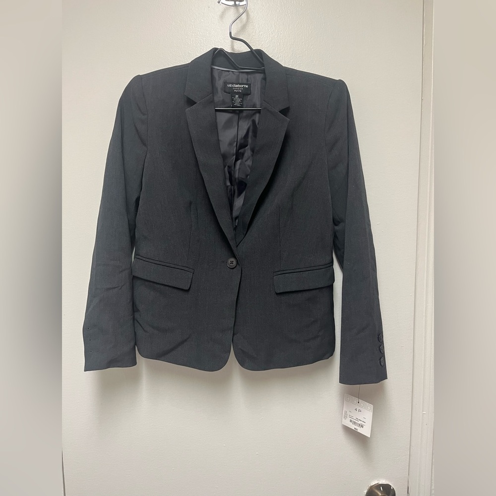 NWT Liz Claiborne Women’s Charcoal Blazer 4P